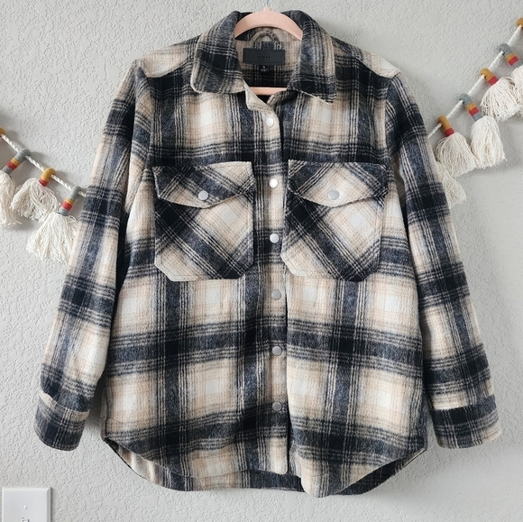Blank NYC Plaid Wool Blend Shacket In Checked Out Oversize Grunge Retro Boho S - Picture 1 of 11